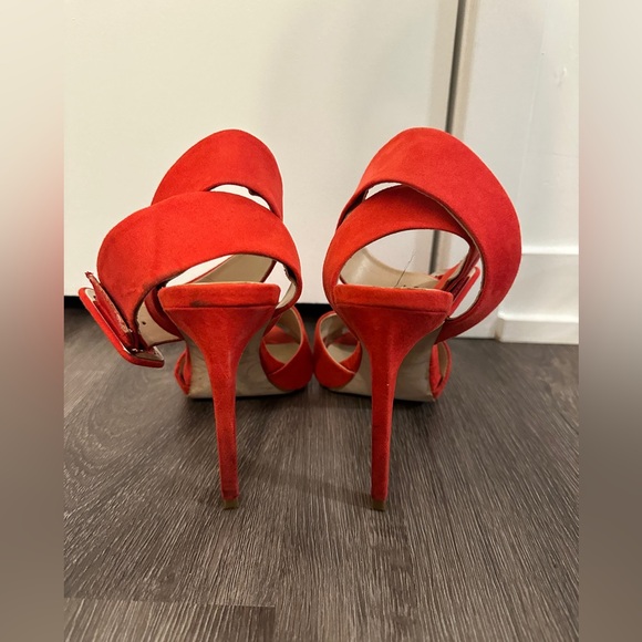 Zara Red Thick Strap Sandal Heels Size 39 - Picture 4 of 6